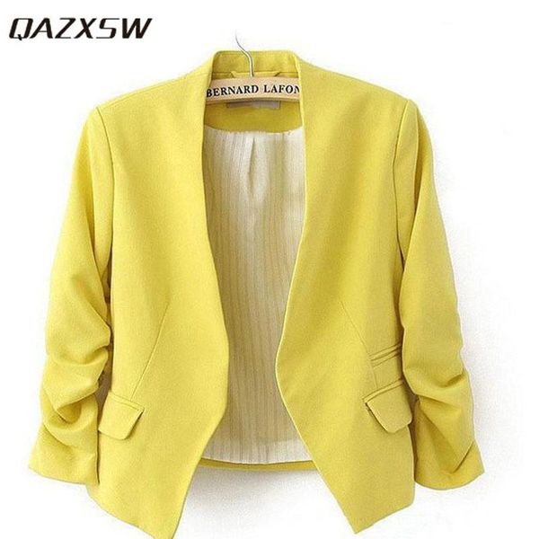 

women's suits & blazers qazxsw 2021 autumn short jackets candy color women outwear spring slim design suit coat s//l/xl yx8875, White;black