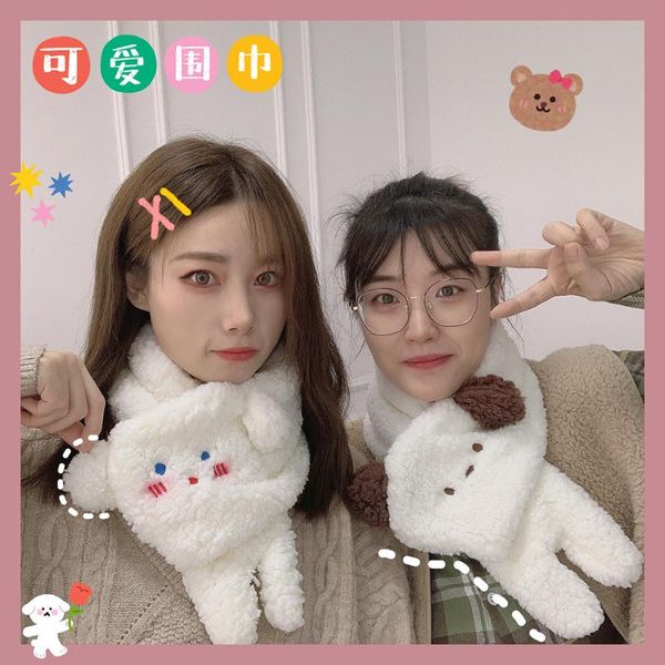 

scarves 2021 women scarf korea cute for girls cartoon dog patterm winter thick warm shawl wraps gifts, Blue;gray