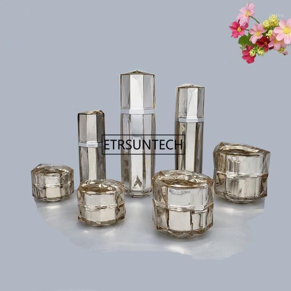 

storage bottles & jars silver cosmetics acrylic 15/30/50g cream jar,30/50/100ml lotion pump spray bottle f1995