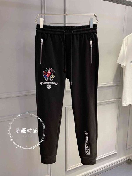 

hearts 21 chrome sanskrit print men's small legged sweatpants casual straight sweatpants 9myx, Black