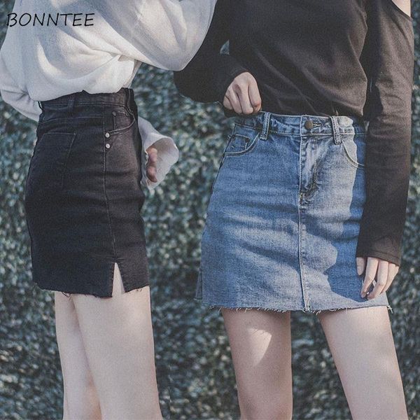 

skirts women straight minimalist fashion elegant feminino classic temperament harajuku summer basic all-match ins chic, Black