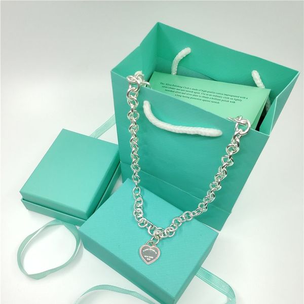 

2021 trendy luxury brand original letter wedding couple heart necklace and pendants for women sets, Silver