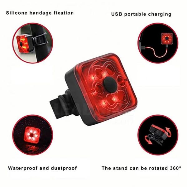 

bike lights tail light high brightness waterproof led usb rechargeable 360 degrees rotatable taillight for night riding