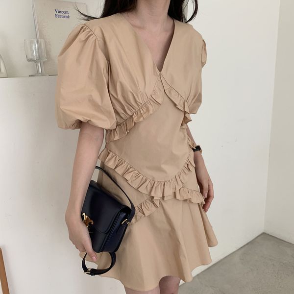

casual dresses hzirip loose ruffles summer casual mini dresses fashion sweet female girls elegant more line size retro dress hoez, Black;gray