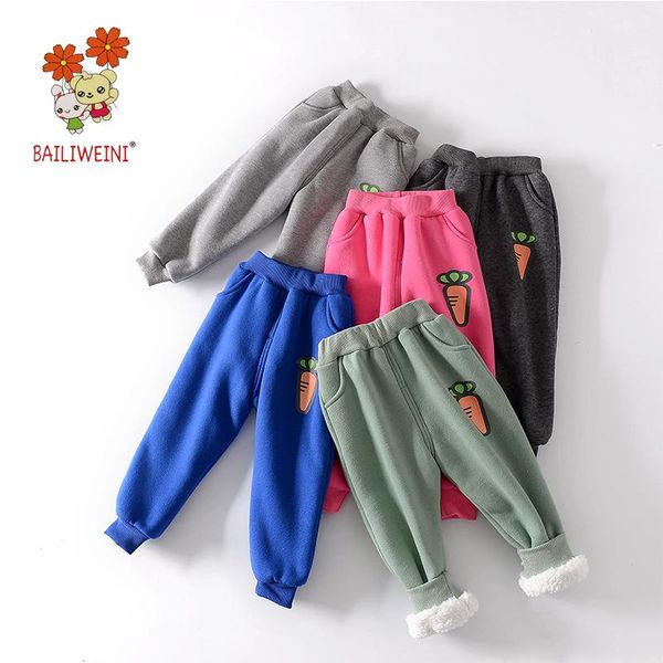 

trousers 2021 winter thick fleece children's cartoon printed carrot, Blue