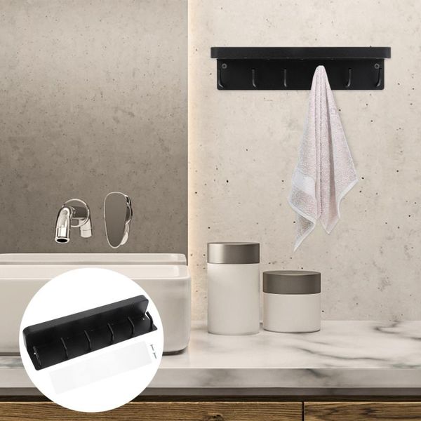 

hooks & rails 1pc wall mounted storage rack with hook for bathroom hanger (black)