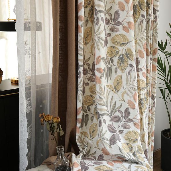 

curtain & drapes autumn maple curtains for living dining room bedroom american country modern minimalist nordic retro cotton and linen