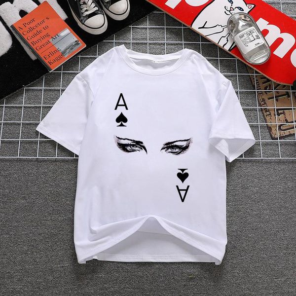 

women's t-shirt graphic tees poker mask tshirts women funny t shirt o-neck vintage ullzang mujer_t-shirt, White