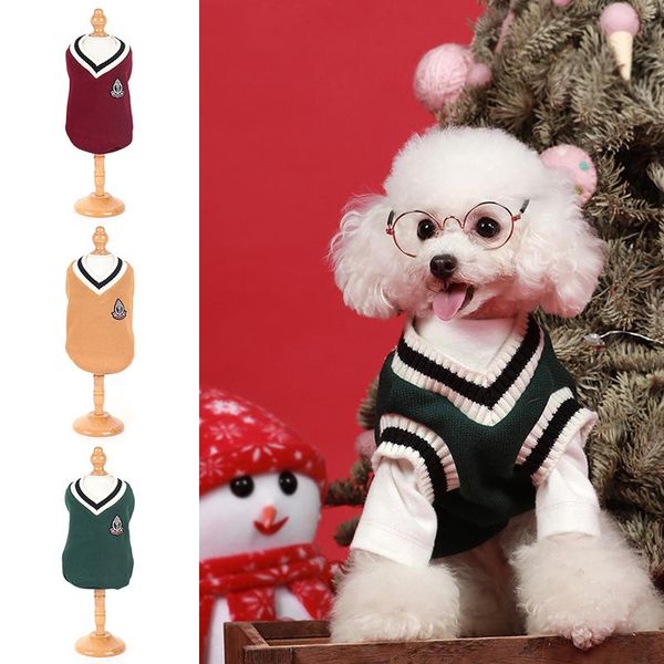 

dog apparel sweater warm vest college style for pet autumn winter fashion drop