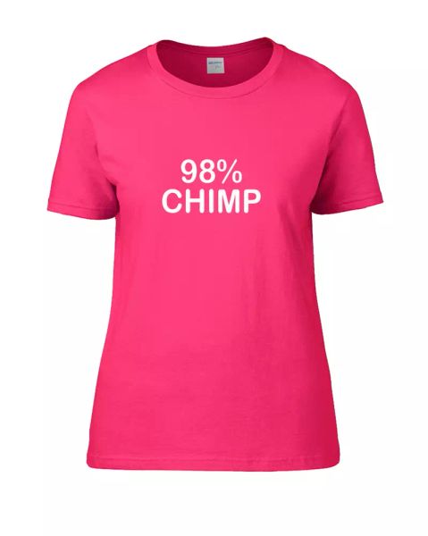 

98% chimp- the dna we share with chimpanzees- women's t-shirt, White;black