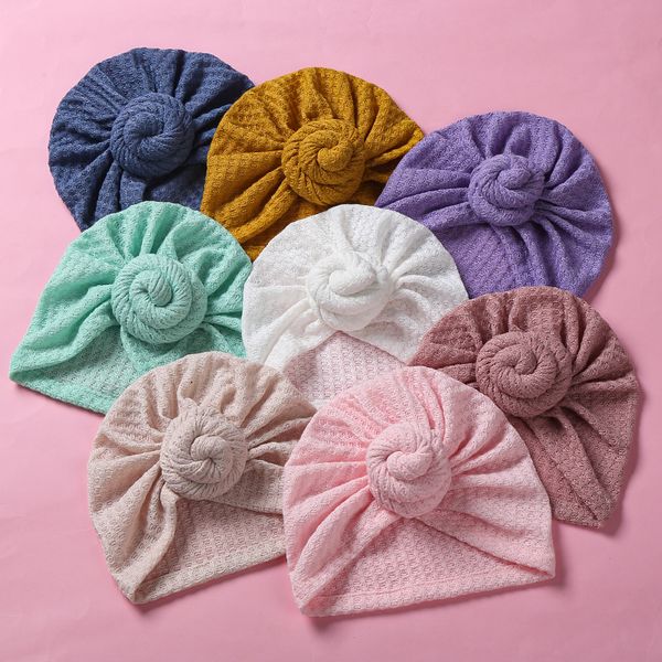 Детские аксессуары Newborn Baby Boys Girls Turban Wild Beanie Cap Hat Round Knot Head Wraps Happles