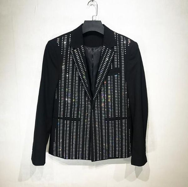 

men's suits & blazers spring autumn striped diamond small suit slim dj hair stylist wedding pography jacket, White;black