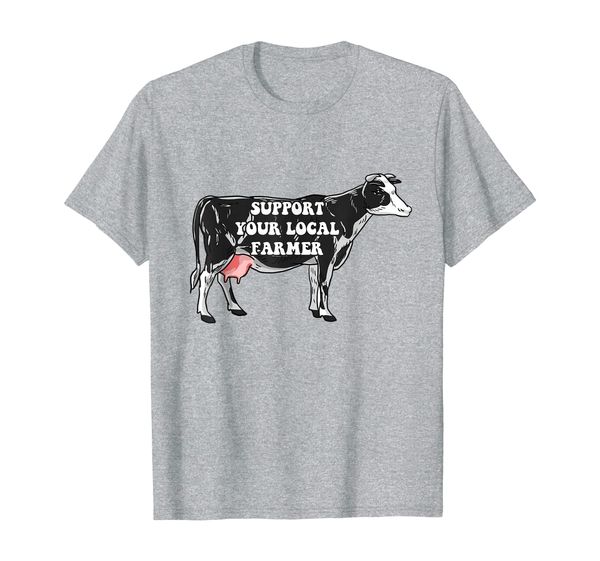 

support your local farmer distressed cow cool farmer gift t-shirt, White;black