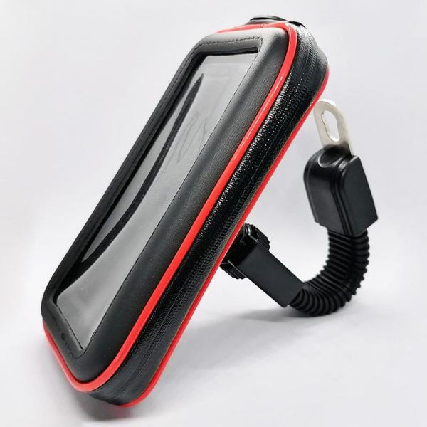 

motorcycle scooter rear view mirror mount cell phone holder with waterproof zipper case for mobile phones and gps mounts & holders