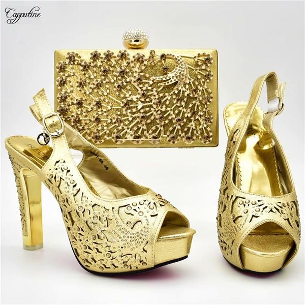 

dress shoes gold pumps with purse nice high heel sandal and handbag set crystal stones 8281-86, height 12cm, Black