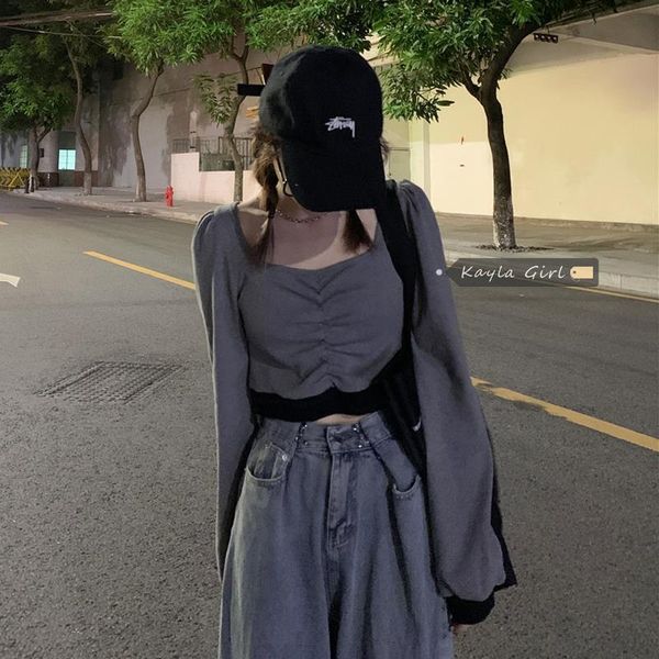 

women's short t-shirt autumn long-sleeved top, White