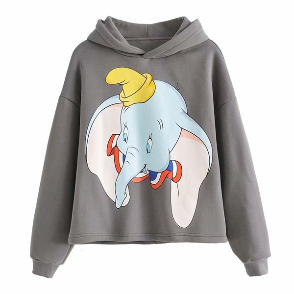 

hoodies t shirt 2021 autumn women's little elephant print hooded sweater 2606, Black