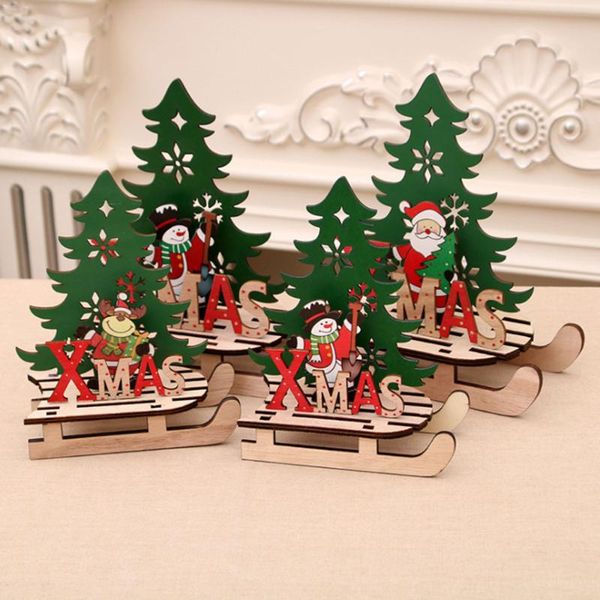 

christmas decorations 1pc year diy decor santa snowman elk xmas sled sledgeornaments decorationsfor home crafts wooden puzzlegifts