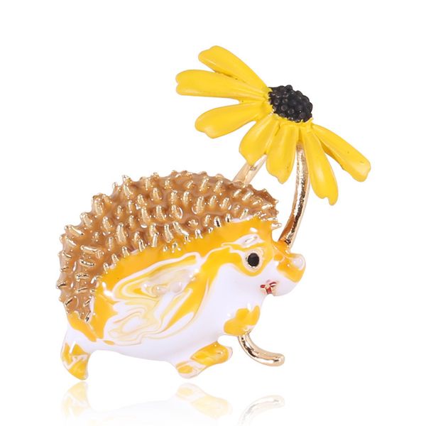 

factory wholesale new cartoon alloy oil dripping daisy little hedgehog brooch fashion simple anti stray clothing collar christmas