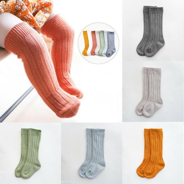 

socks baby knee high solid color knitting stockings toddler ruffled tube soft breathable knee-high over calf, Pink;yellow