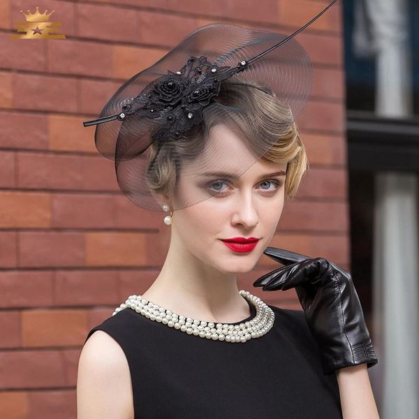 

stingy brim hats lady jockey club linen pillbox hat fascinators women elegant party cap fedora british style flowers wedding b-8148, Blue;gray