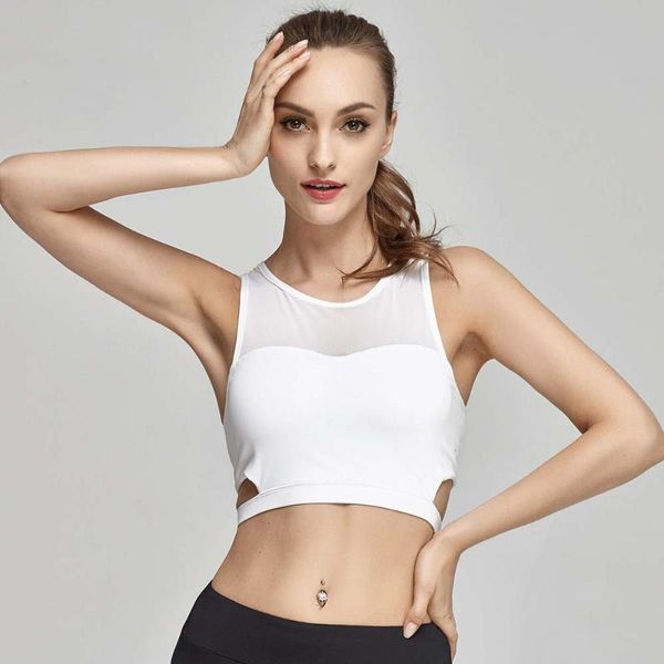 

gym clothing sport bra mesh breathable sports underwear quick dry -proof yoga run fitness stitching women vest, White;black