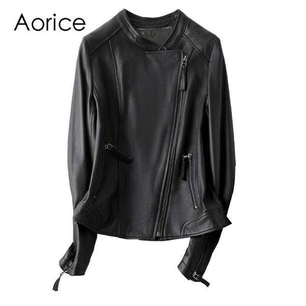 

women's leather & faux aorice winter spring women genuine real sheepskin jacket coats vest suit a10708, Black