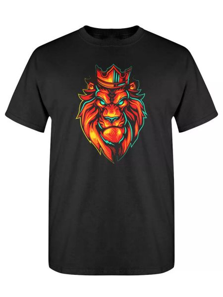 

fiery lion head tee men's -image by shutterstock, White;black