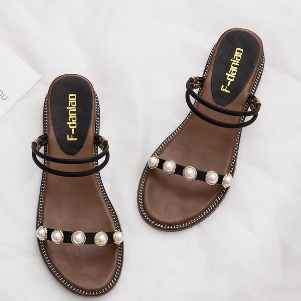 

dress shoes swyivy sandals woman 2021 women pearl ladies casual summer black/green string bead wedges for