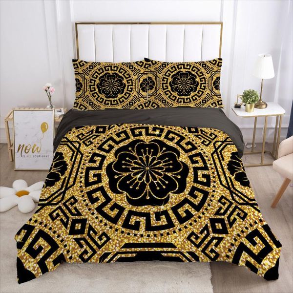 

bedding sets hd digital print style golden flower duvet cover+ pillowcase 2/3pcs  bed set us/au/eu size