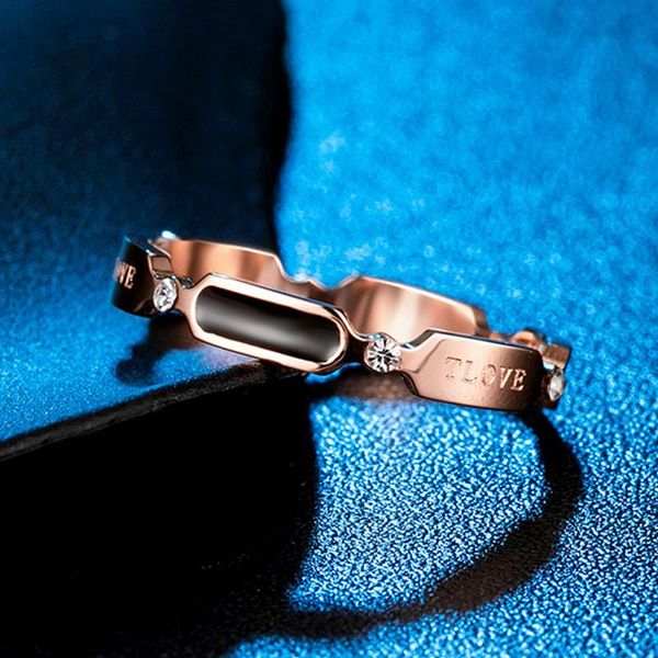

wedding rings rose gold couples ring womens fashion crystal love stainless steel black luxury gifts for women accessories, Slivery;golden
