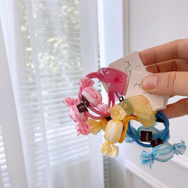 

hair accessories korean version of the children's candy ring cute little girl tie leather rope jelly love clip, Slivery;white