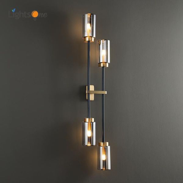 

postmodern minimalist all-copper light luxury room living background wall lamp