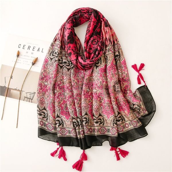 Outono moda asteca étnica floral viscose lenço senhora de alta qualidade impressão hijab xales e envolve fashion foulards ecarpe