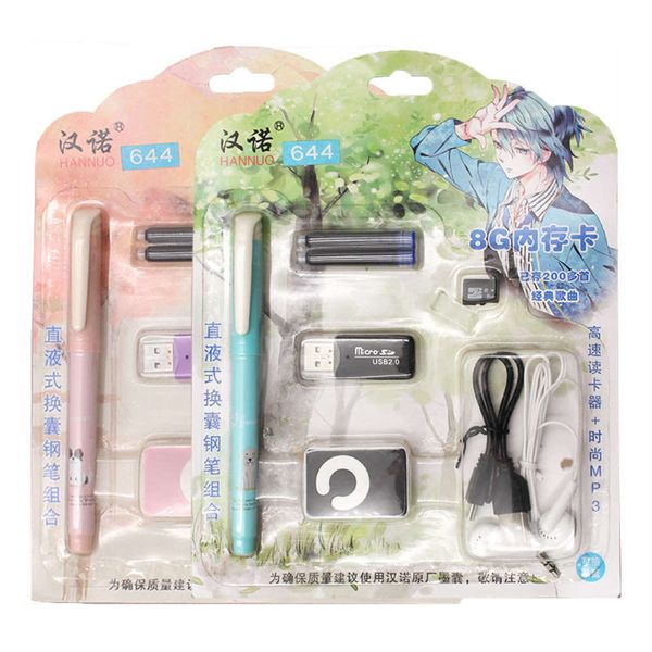 

the pen hannah 644 changeable ink bag pen set mp3 memory card reader headset