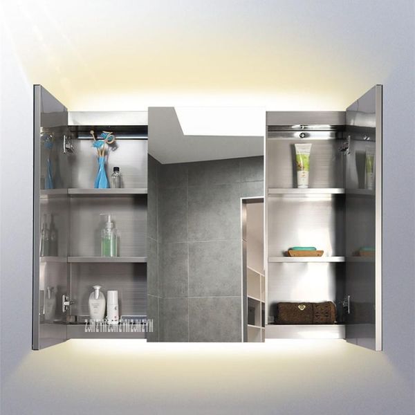 

mirrors stainless steel silver mirror cabinet toilet wall mounted bathroom storage with light 220v/110v 12w