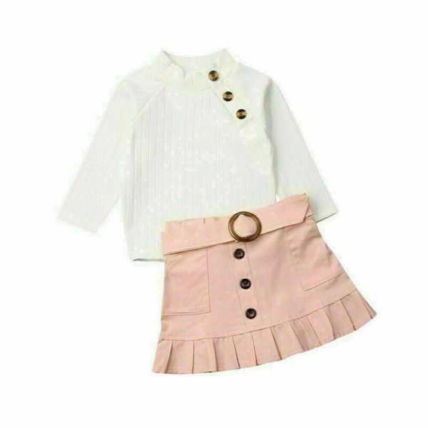 

clothing sets baby girl autumn winter warm clothes sweater mini skirt outfits set 2pcs, White