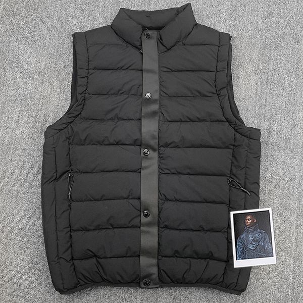 

Stone Pirates 21ss Compass sign vests Men's autumn and winter thickened cotton sleeveless stand collar coat, Black;white