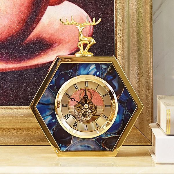 

desk & table clocks european luxury clock metal living room retro personality creative relogio de mesa home decoration da60nz