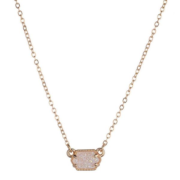 

pendants mini druzy drusy pendant necklaces hexagon resin druse gold collar fashion brand women jewelry party wedding dating gift, Black