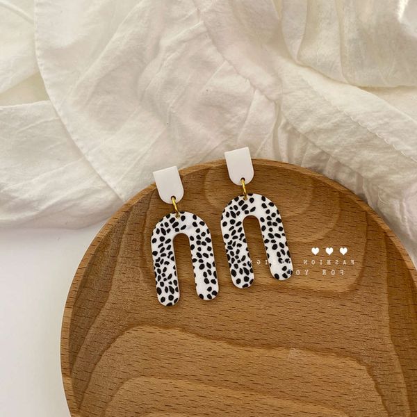 

earrings spring summer female black and white english alphabet personality creativity korean acrylic girl heart earrings, Golden