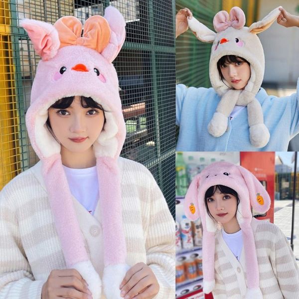 

berets kawaii plush hat ear moving jumping kids party cosplay holiday for women teen girls xmas birthday gifts, Blue;gray