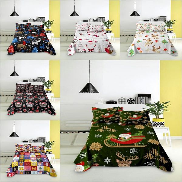 

sheets & sets christmas sheet bedding single/king/queen size decorations bed home textile flat for party decor