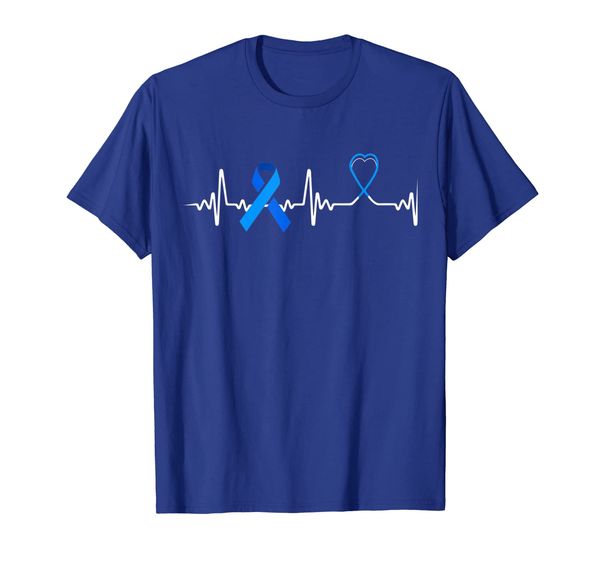 

heartbeat colorectal ribbon colon cancer awareness tshirt, White;black