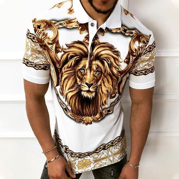 

lion head men s street polo shirt comfortable classic fashion daily travel work party workout, White;black