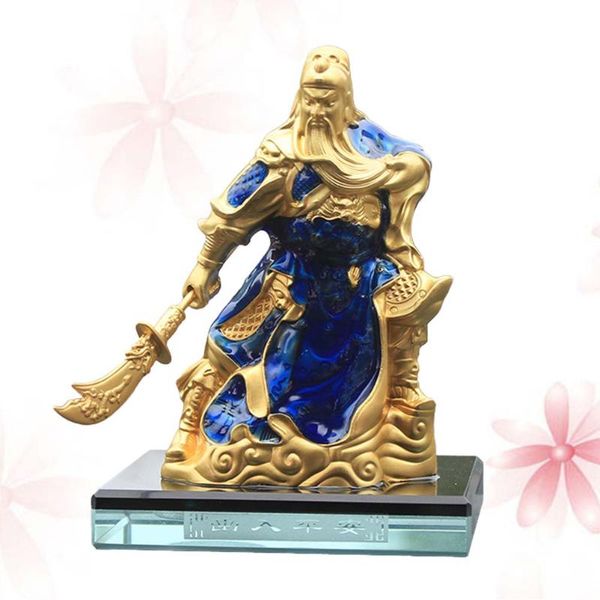 

interior decorations guan yu statue zinc alloy car dashboard ornament home office desktabledecoration (blue)