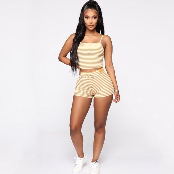 

casual striped yoga set women camisole comfy sportlette body shaper patchwork tank frenulum breathable shorts tracksuits outfit