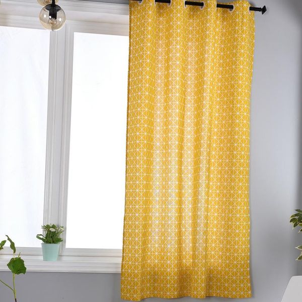 

curtain & drapes pastoral plaid cotton linen geometric semi-shading curtains living room bedroom luxury curtainsfor kids