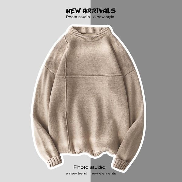 

men's sweaters autumn multi-color sweater men warm fashion casual knitted pullover loose o-neck long-sleeved mens jumper clothes, White;black