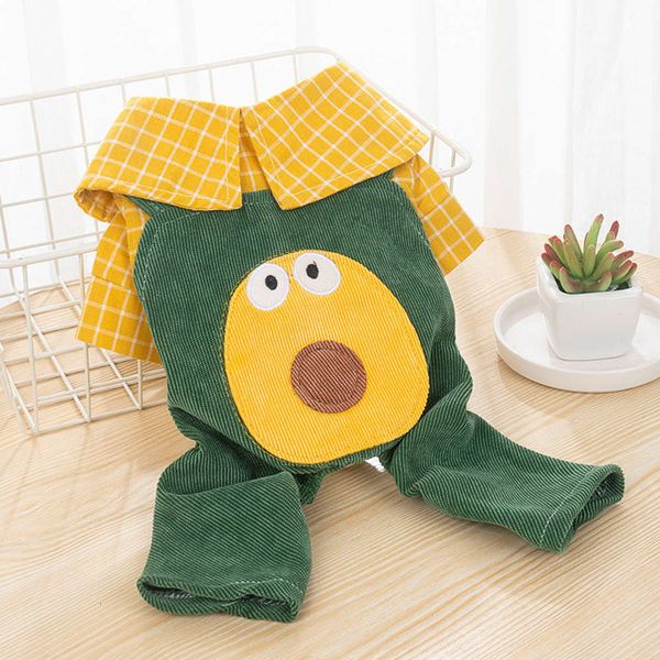 

pet clothing dog summer cat teddy pet cartoon avocado striped suspenders